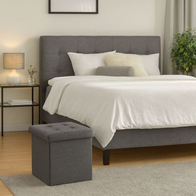 Puff Linho Bege 38x38 Diagonal