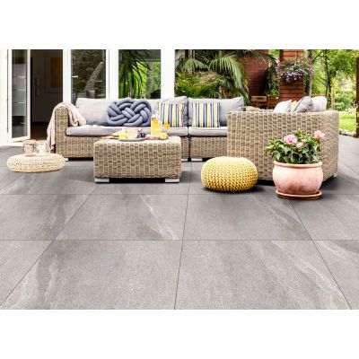 Piso Cerâmico Gran Vision Cinza Retificado Acetinado 82x82cm Ilhabella