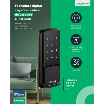 Fechadura Digital Fv 101 Preto Intelbras