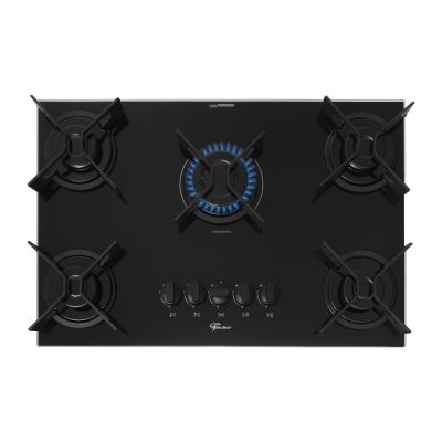 Cooktop Gás 5 Bocas Fit Line Vidro Preto Bivolt Fischer