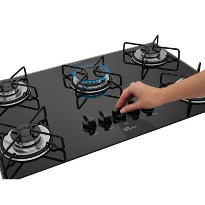 Cooktop Gás 5 Bocas Fit Line Preto Bivolt Fischer