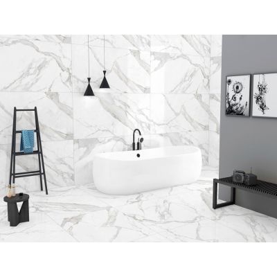 Revestimento de Parede Statuario Branco Cinza Ret Classe A 61x116cm Ilhabella