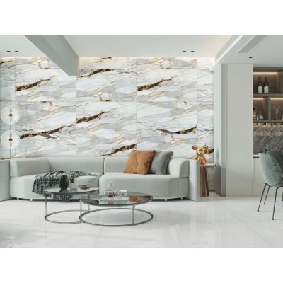 Revestimento de Parede 61x116cm Damasco Cinza Marmorizado Retificado Ilhabella