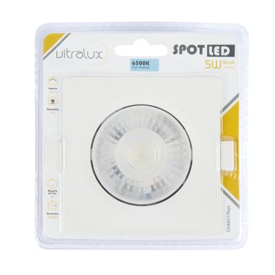 Spot LED Embutir Quadrado 5W Branco 6500K Bivolt Vitralux