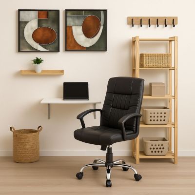 Cadeira de Escritório com Braços Hera Preto Diagonal