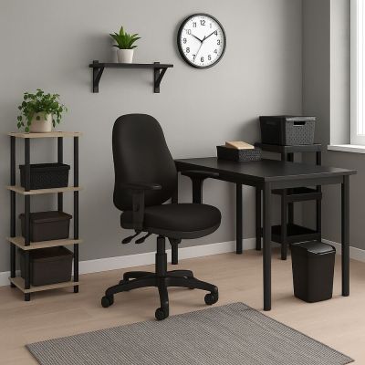 Cadeira de Escritório com Braços Hestia Preto Diagonal