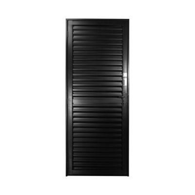 Porta de Abrir Alumínio 2,15M X 84CM R12 Laminada Veneziana Direita Preta CRV