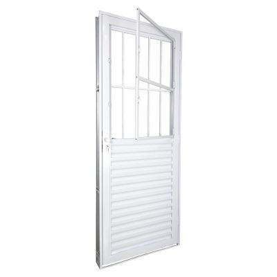 Porta de Abrir Alumínio 2,15M X 84CM R12 Postigo Standart Esquerda Branca CRV