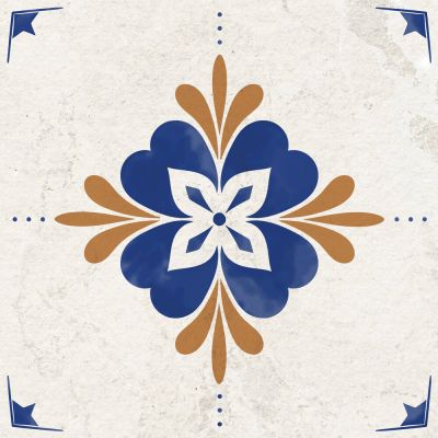 Tozzeto 15CM X 15CM Decorado Mate Pd15/428 Branco Azul Classe A Gabriella