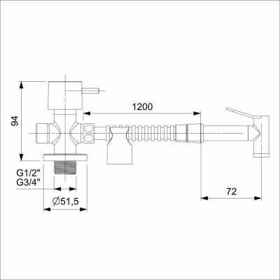Ducha Higiênica Com Registro 1/2" E 3/4" Basic Preto Matte C/deriv Celite