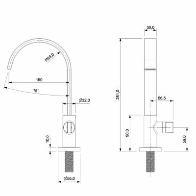 Torneira Lavatório Bica Alta Flow Preto Matte 1/4 Volta Celite