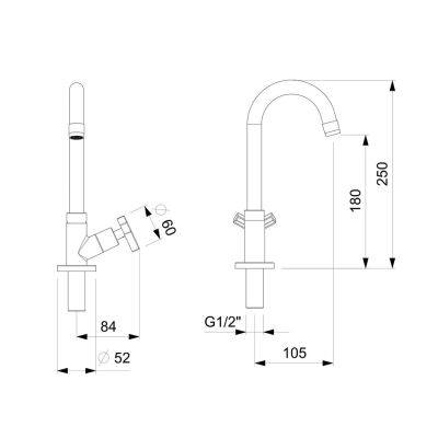 Torneira Para Lavatório Bica Alta Up Cromado 1/4 Volta Celite