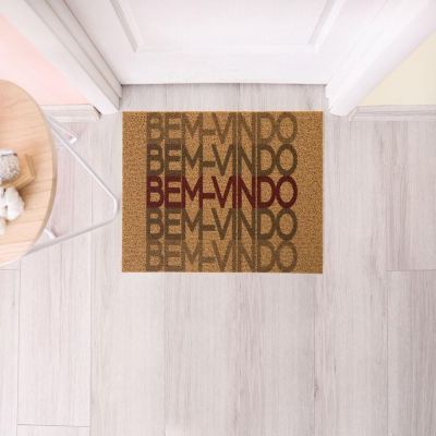 Capacho Vinil Bem-Vindo Degradê Bege 40x75cm Kapazi