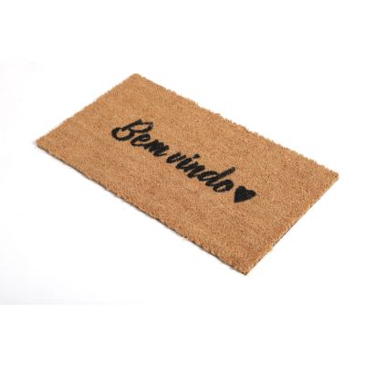 Capacho Fibra de Coco Bem-Vindo Bege 33x60cm Kapazi