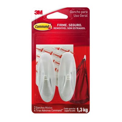 Gancho PVC Adesivo Command Design Médio 3M 2 Peças