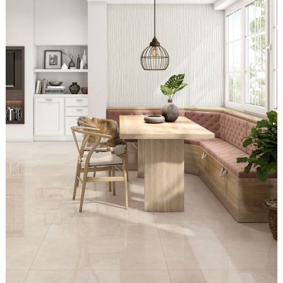 Piso Cerâmico Quebec Cetus Bege Areia  Retificado Polido 83x83 Málaga