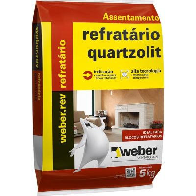 Argamassa Refrat&aacute;rio Quartzolit 5kg Cinza