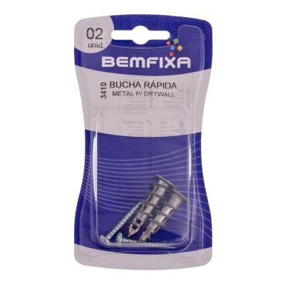Bucha para Drywall com Parafuso Bemfixa 4x38mm Rápida 2 Peças
