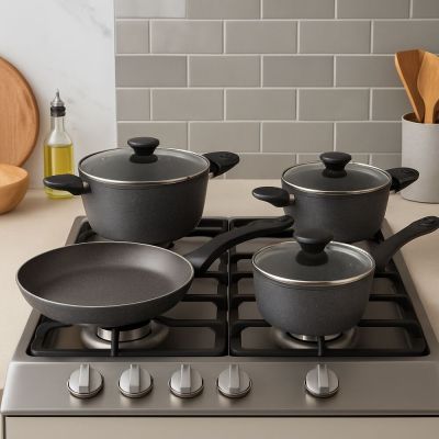 Jogo de Panela Antiaderente 4 Peças Mythos Cinza Casa&Ideia Tognana