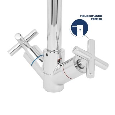 Torneira Misturador Monocomando para Cozinha de Mesa Bica Alta 1/2" Esmeralda Cromado Addra