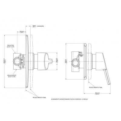 Acabamento Monocomando para Ducha Higiênica 1/2"Nexus Cromado Docol
