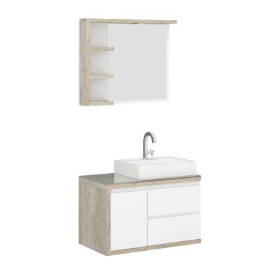 Espelheira para Banheiro MDF/MDP Sevilha Vintage/Branco 80cm C-linea