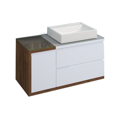 Gabinete para Banheiro Suspenso MDF/MDP com Tampo Linea Plus Branco/Ameixa 1m C-Linea