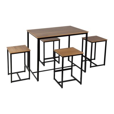 Mesa Bar Caribe 5 Peças Madeira Aço Fascino