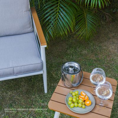 Conjunto para Jardim Canas Mesa e Poltronas Bege Alumínio 3 Peças Fascino