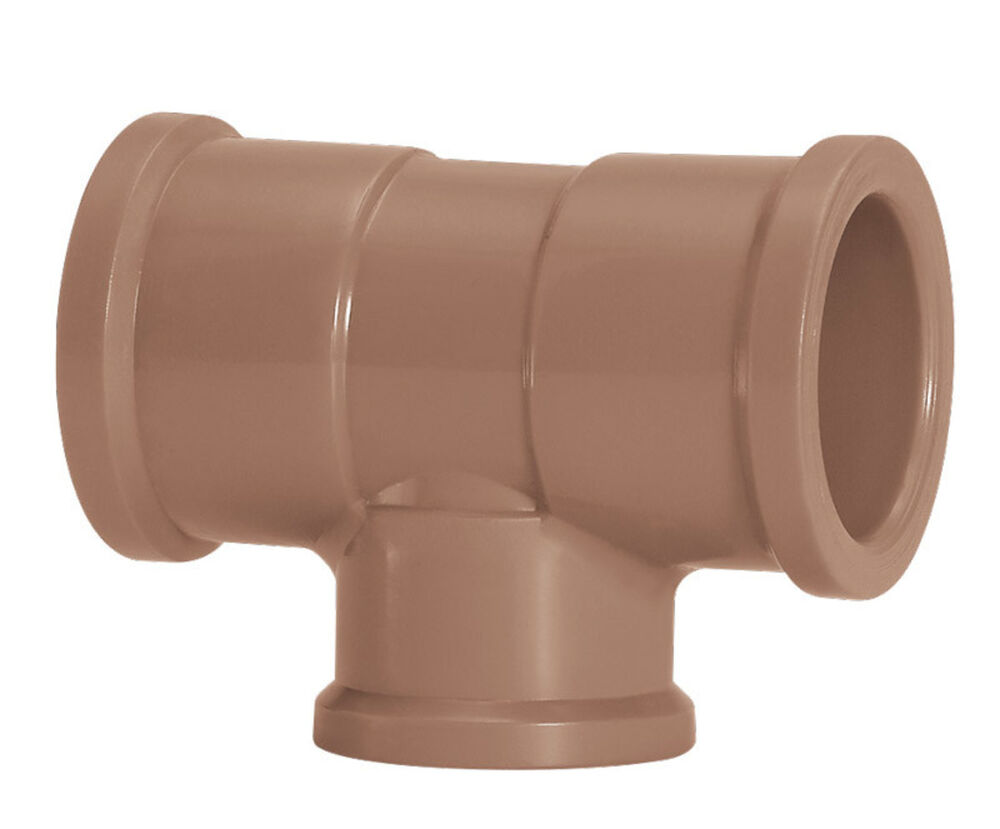 Tee com Redução 75x50mm Pvc Soldável Marrom Amanco