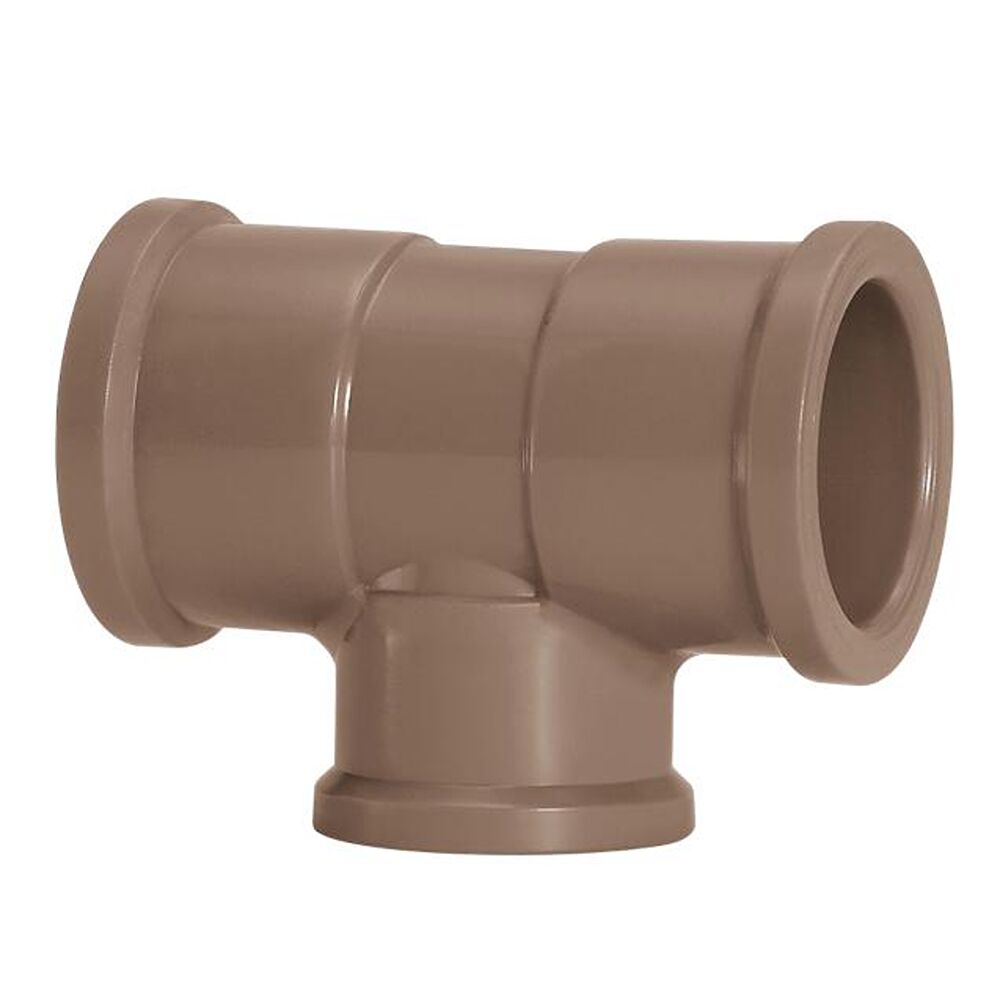 Tee com Redução 75x60mm Pvc Soldável Marrom Amanco