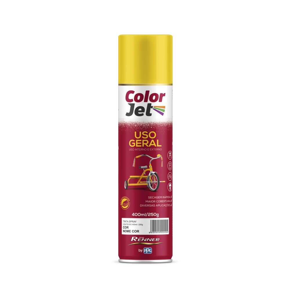 Tinta Spray Color Jet Uso Geral Renner 400ml Preto 161580