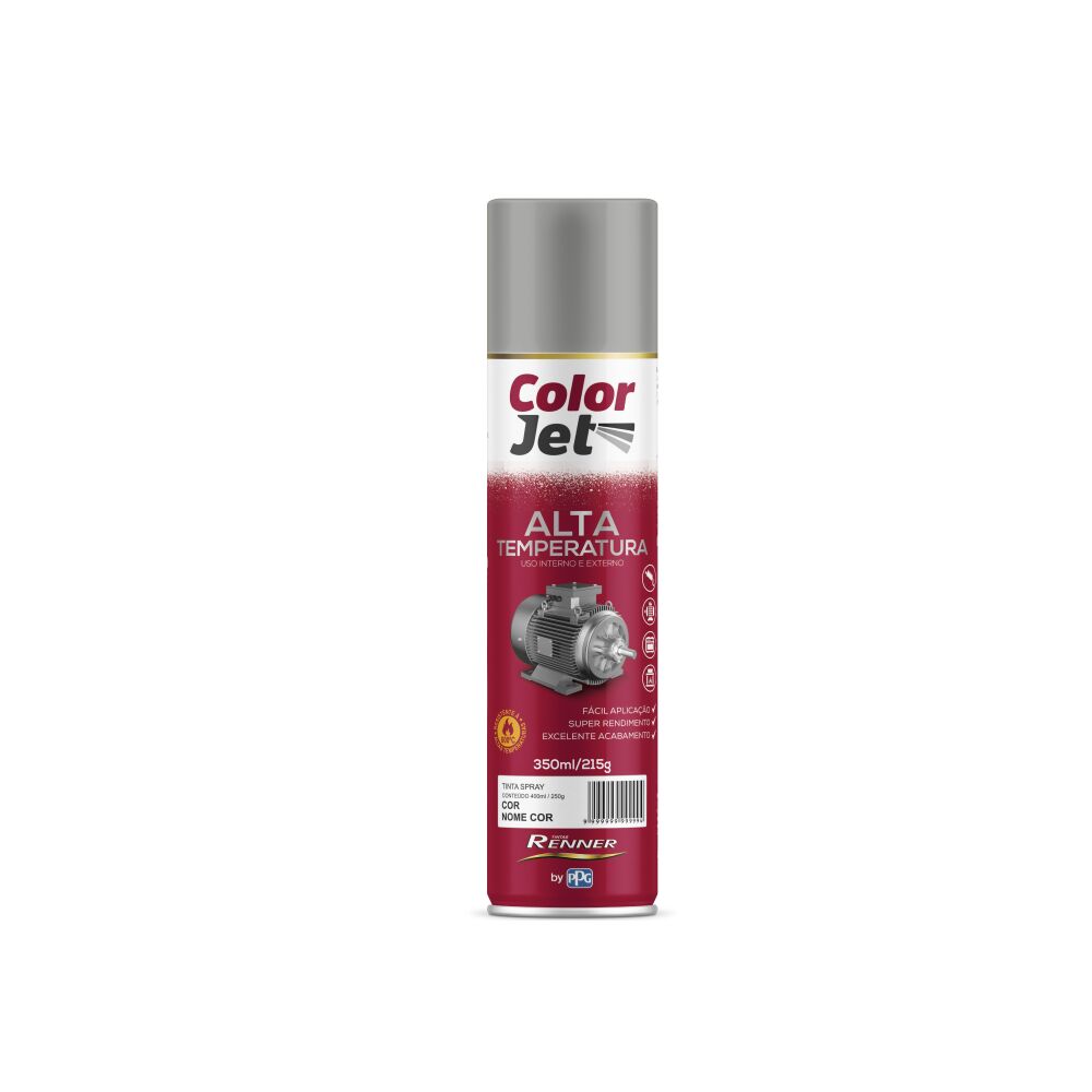 Tinta Spray Color Jet Alta Temperatura Renner 300ml Preto