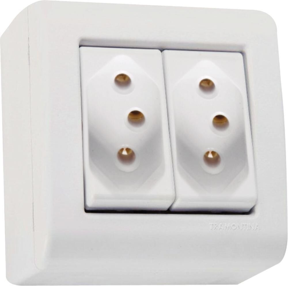 Conjunto Tomada LizFlex 2 Módulos 2P+T 10A Branco Tramontina
