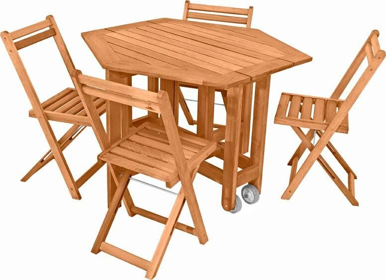 Conjunto Mesa/Aparador e Cadeiras 5 Peças Acácia Metalnew