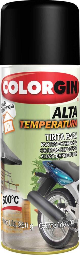 Tinta Spray Colorgin Alta Temperatura Sherwin Williams 300ml Preto