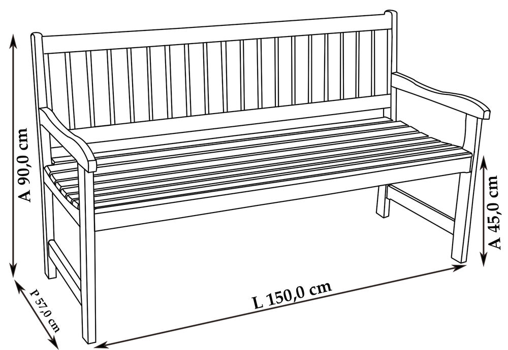 Banco de Madeira Lyptus 150cm Metalnew