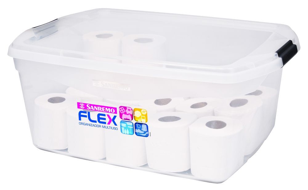 Caixa Organizadora Trava/Tampa Sanremo 48L 63,1x44,1x26cm Transparente