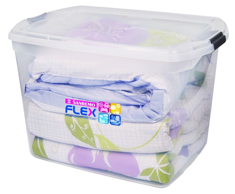 Caixa Organizadora Trava/Tampa Sanremo 80L 63,1x44,1x41,6cm Transparente