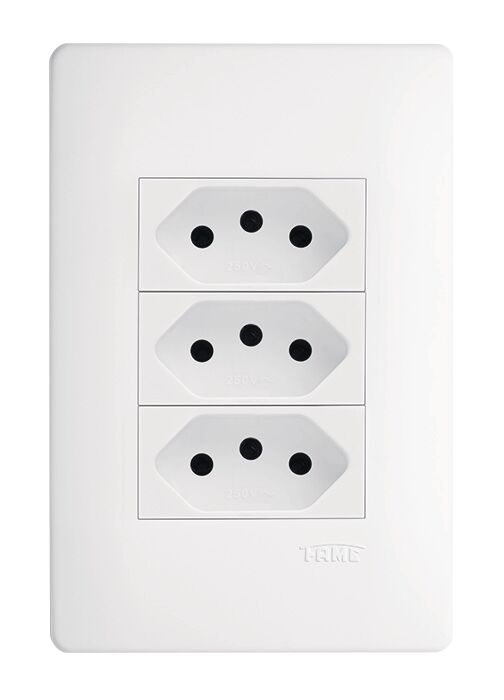 Conjunto Tomada Habitat 3 Módulos 2P+T 10A Branco Fame
