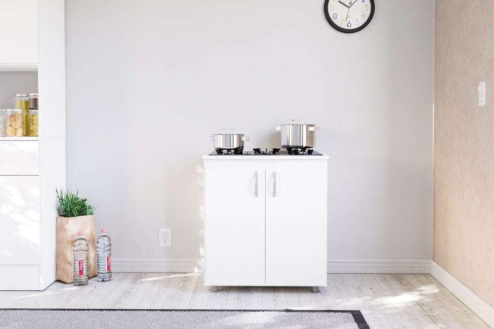 Balcão de Cozinha Natal MDF 2 Portas Branco Politorno