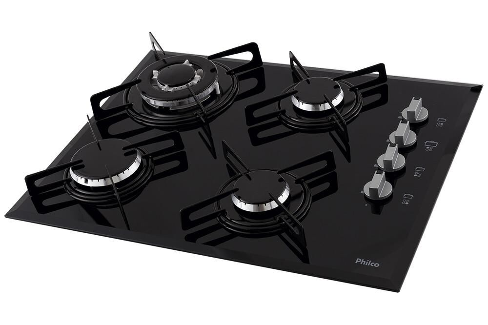Cooktop a Gás Chef 4 Bocas Tripla Chama Preto Philco