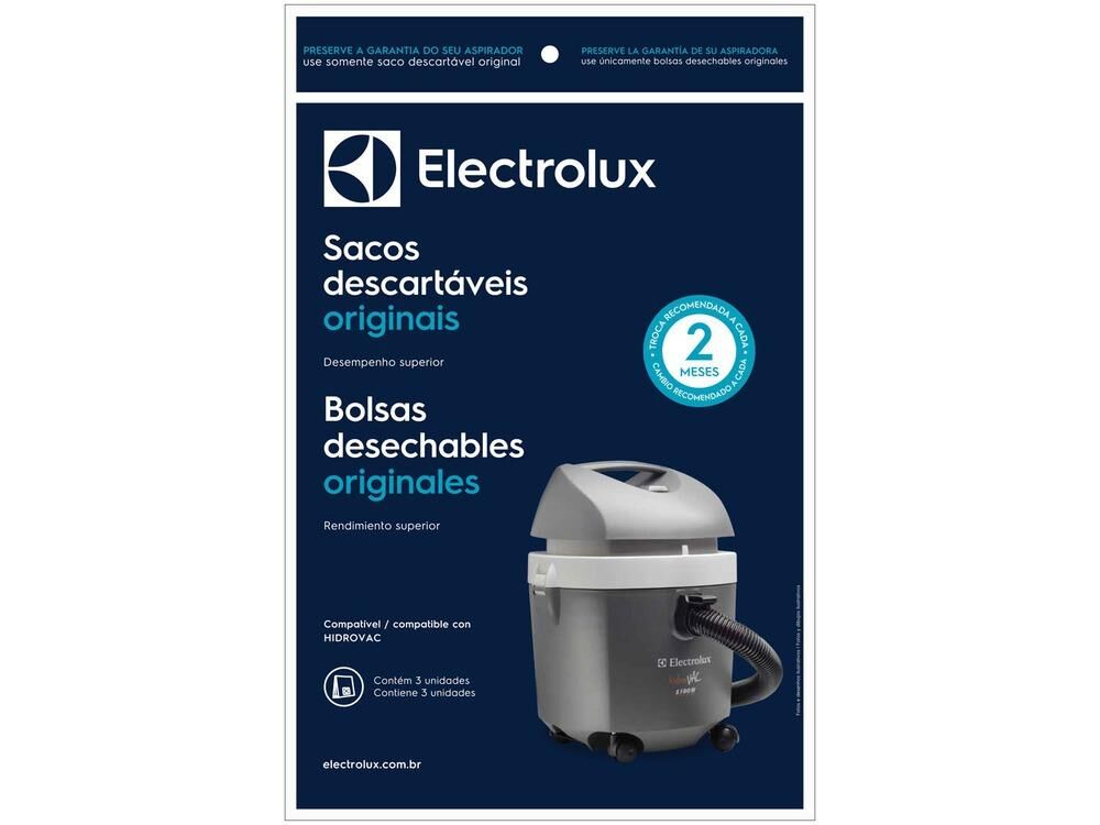 Saco Descartável para Aspirador de Pó Electrolux SIM02 3 Peças