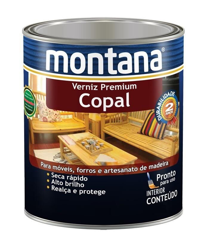 Verniz Copal Premium 900ml Transparente Brilhante Montana