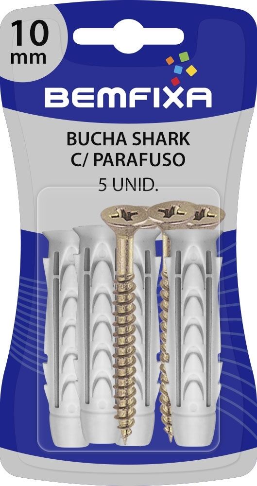 Parafuso de Ferro com Bucha Bemfixa 5x70mm Cabeça Chata 5 Peças