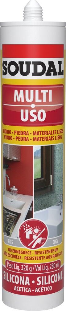 Silicone Acético Multiuso Soudal 280ml Cinza