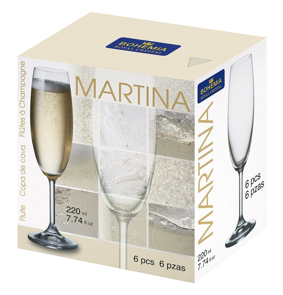 Jogo de Taças para Champagne 220ml Bohemia Martina 6 Peças