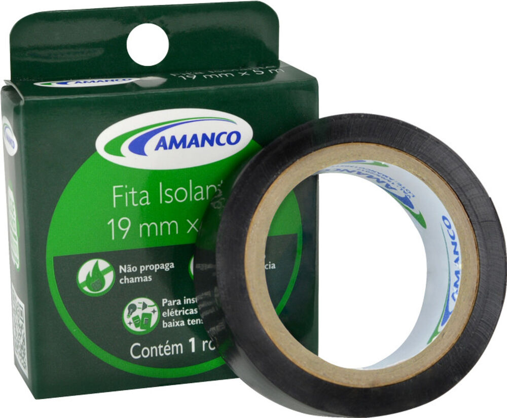 Fita Isolante 19mmx5m Anti-chama Preto Amanco