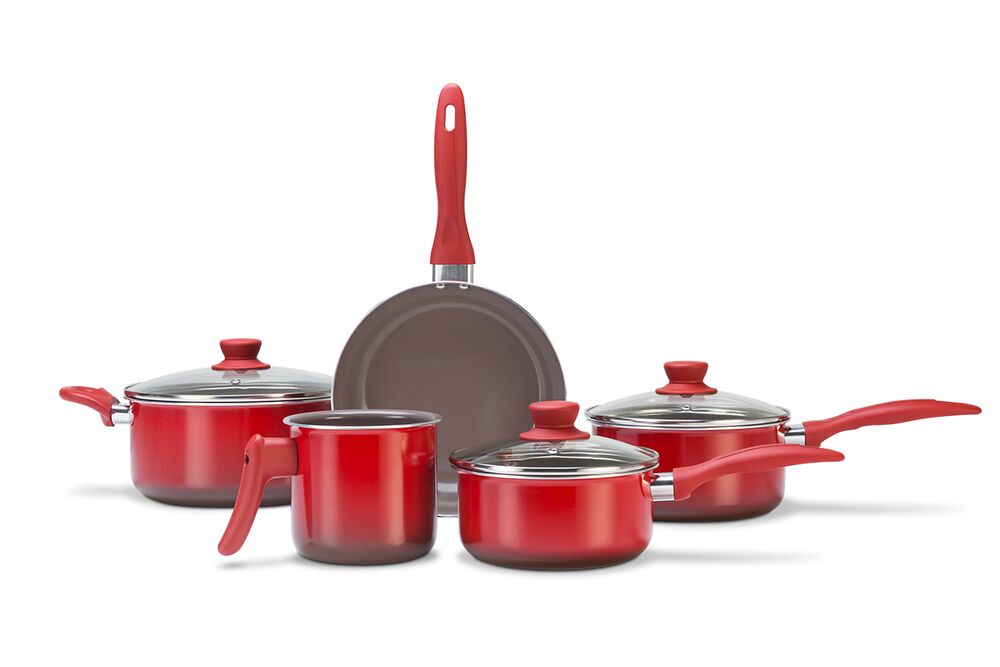 Jogo de Panelas Alumínio Ceramic Life Smart 5 Peças Vermelho Brinox