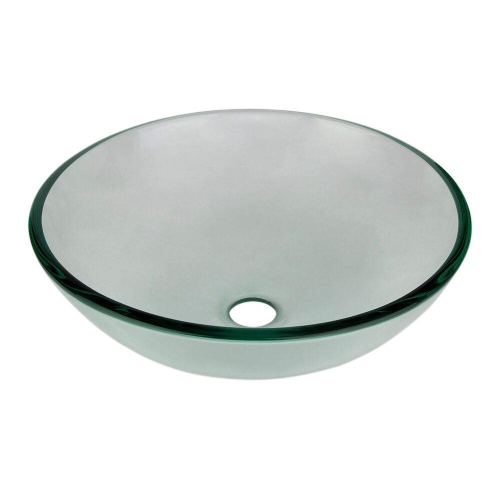 Cuba para Banheiro de Apoio Vidro Redonda Transparente 38cm Court Addra